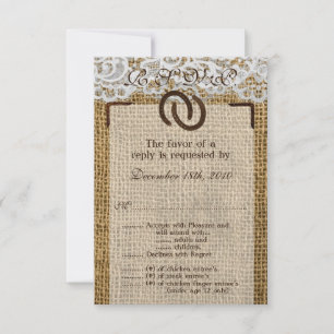 3.5x5 R.S.V.P. Card Horse Shoes Burlap