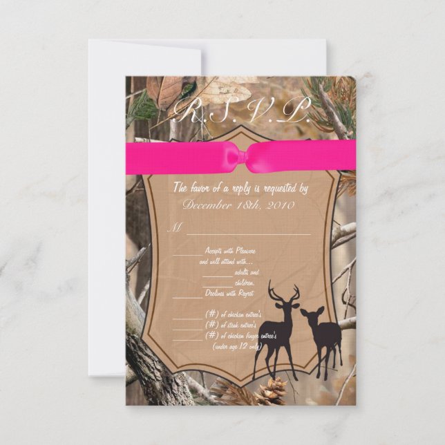 3.5x5 R.S.V.P. Card Hunters Camo Camoflauge Deer (Front)