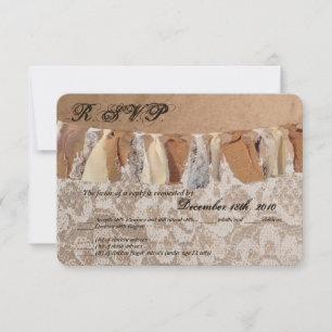 3.5x5 R.S.V.P. Card Kraft Paper Bag Lace Burlap