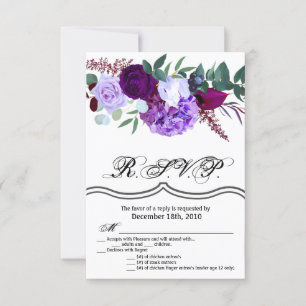 3.5x5 R.S.V.P. Card Lavender Hibiscus on White