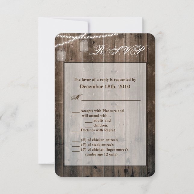 3.5x5 R.S.V.P. Card Mason Jar String Lights Barn (Front)