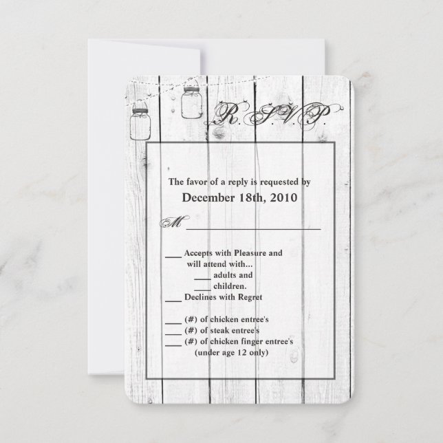 3.5x5 R.S.V.P. Card Mason Jar String Lights Wood (Front)