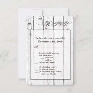 3.5x5 R.S.V.P. Card Mason Jar String Lights Wood