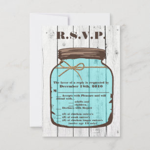 3.5x5 R.S.V.P. Card Mason Jar Wood Country Rustic