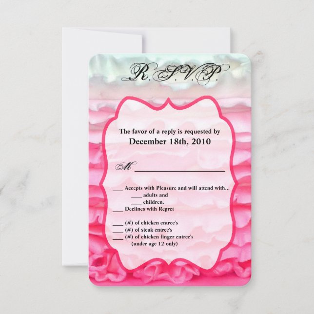 3.5x5 R.S.V.P. Card Ombre Stripe Pink Frosting Cak (Front)