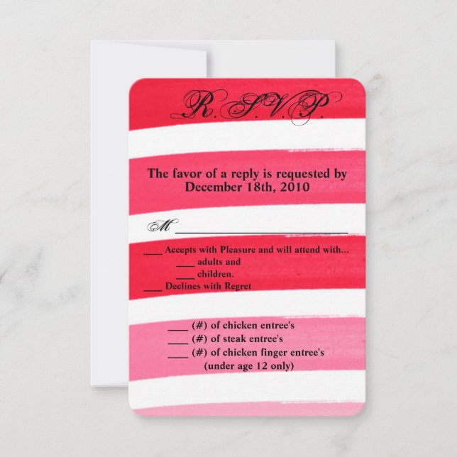 3.5x5 R.S.V.P. Card Ombre Stripe Pink Line Fade (Front)