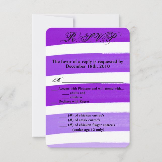 3.5x5 R.S.V.P. Card Ombre Stripe Purple Line (Front)