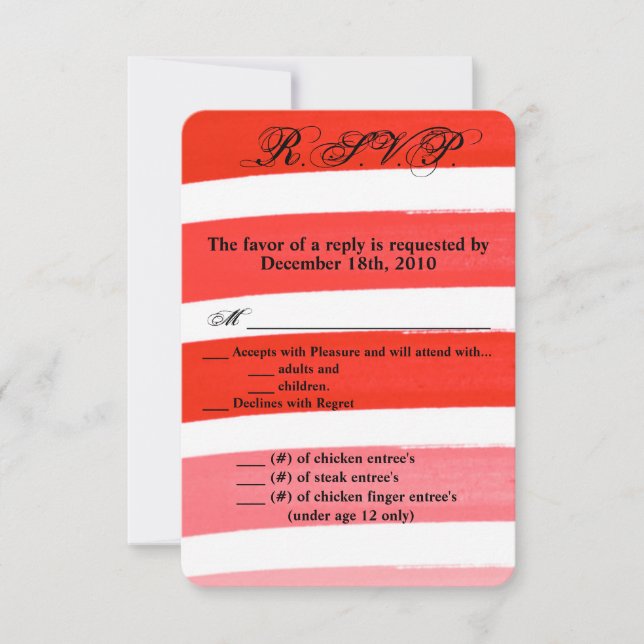 3.5x5 R.S.V.P. Card Ombre Stripe Red Line (Front)