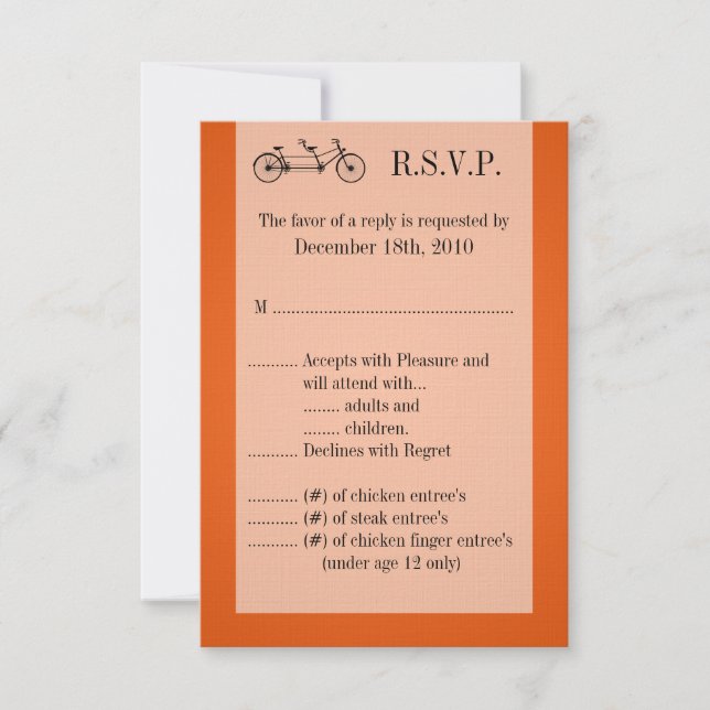 3.5x5 R.S.V.P. Card Orange Double Bike (Front)