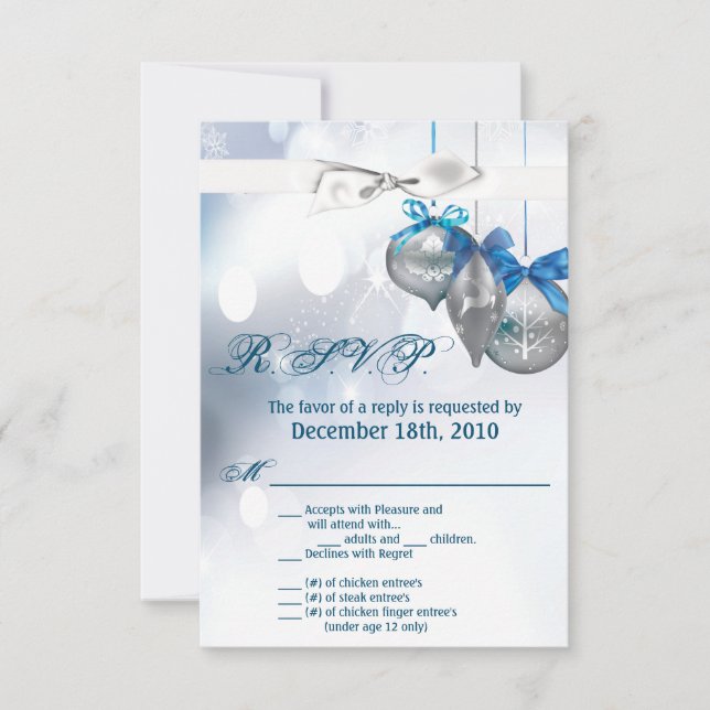 3.5x5 R.S.V.P. Card Ornaments Snowflakes Snow Flak (Front)