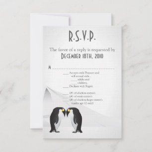 3.5x5 R.S.V.P. Card Penguins Mate for Life Grey