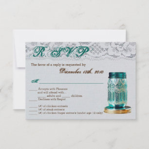 3.5x5 R.S.V.P. Card Rustic Country Mason Jar Lace