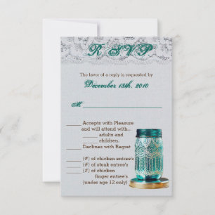 3.5x5 R.S.V.P. Card Rustic Country Mason Jar Lace