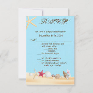 3.5x5 R.S.V.P. Card Sea Shells Beach Sand Ocean Wa