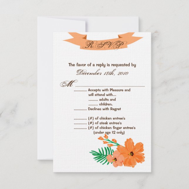 3.5x5 R.S.V.P. Card Spring Hibiscus Flower Hawaiia (Front)