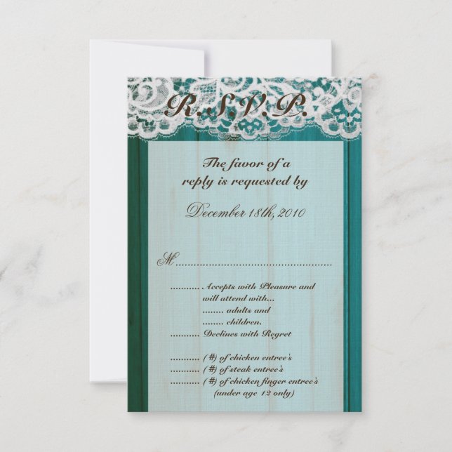 3.5x5 R.S.V.P. Card Teal Wood (Front)