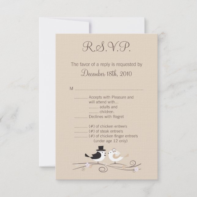 3.5x5 R.S.V.P. Card Wedding Birds Bride (Front)