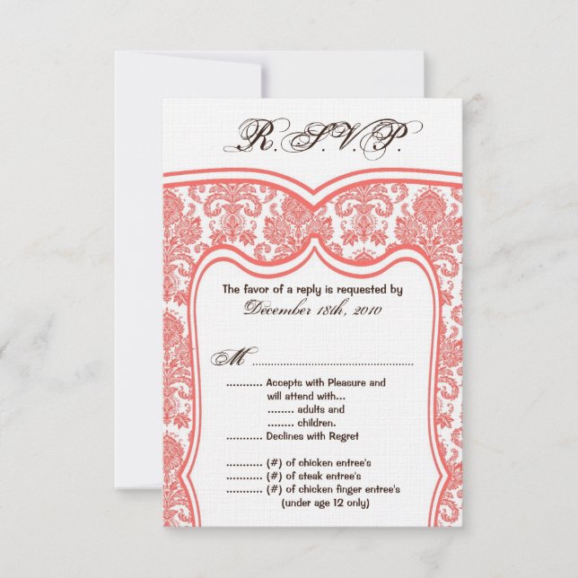 3.5x5 R.S.V.P. Card Wedding Damask (Front)