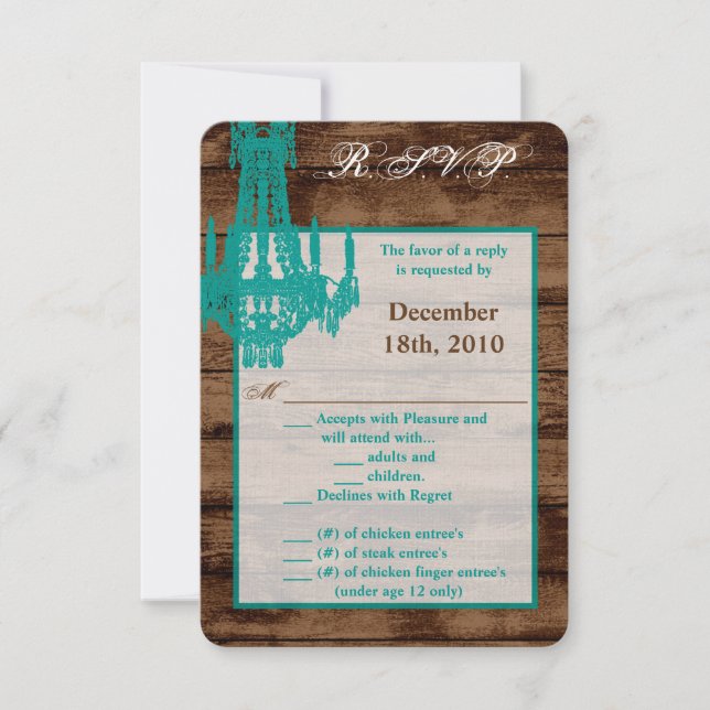 3.5x5 R.S.V.P. Card Western Rustic Chandelier Coun (Front)