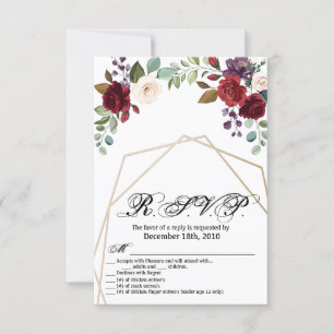 3.5x5 R.S.V.P. Card White Rose Gold Geometric