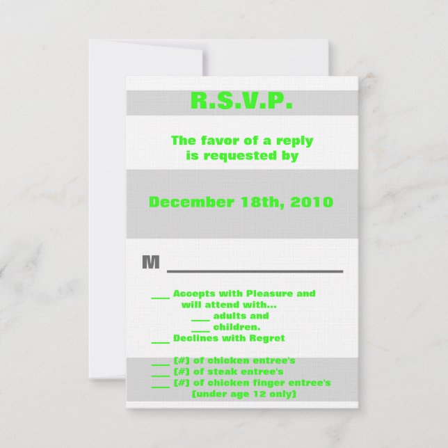 3.5x5 R.S.V.P. Modern Neon Stripe Green 80's Retro Invitation (Front)