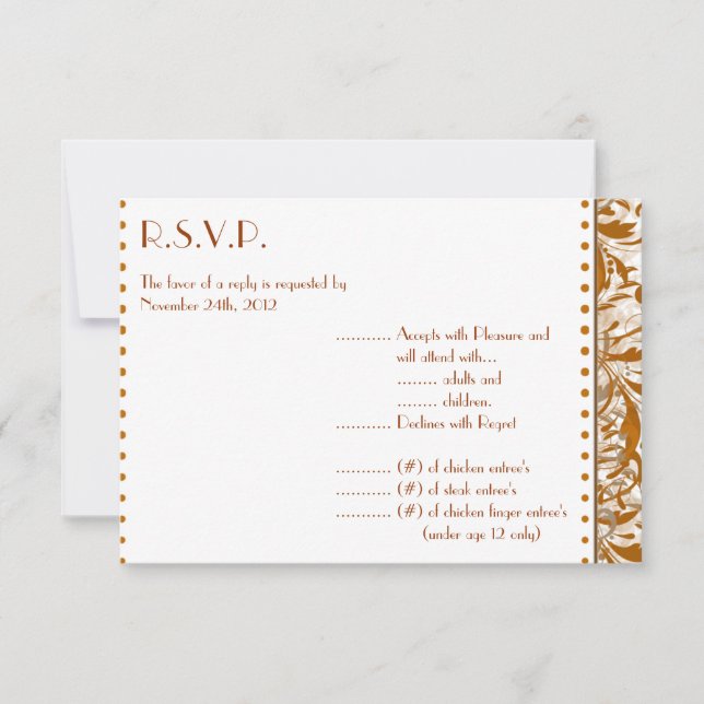 3.5x5 R.S.V.P Reply Card Damask Autumn (Front)