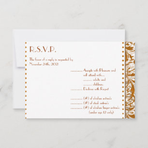 3.5x5 R.S.V.P Reply Card Damask Autumn