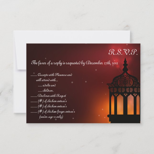 3.5x5 R.S.V.P Reply Card Marron Moroccan Lantern (Front)