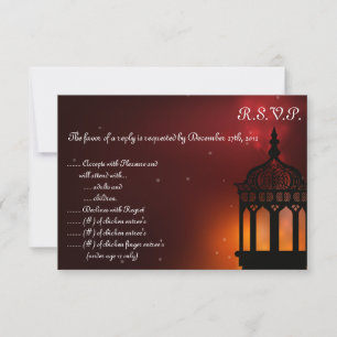 3.5x5 R.S.V.P Reply Card Marron Moroccan Lantern