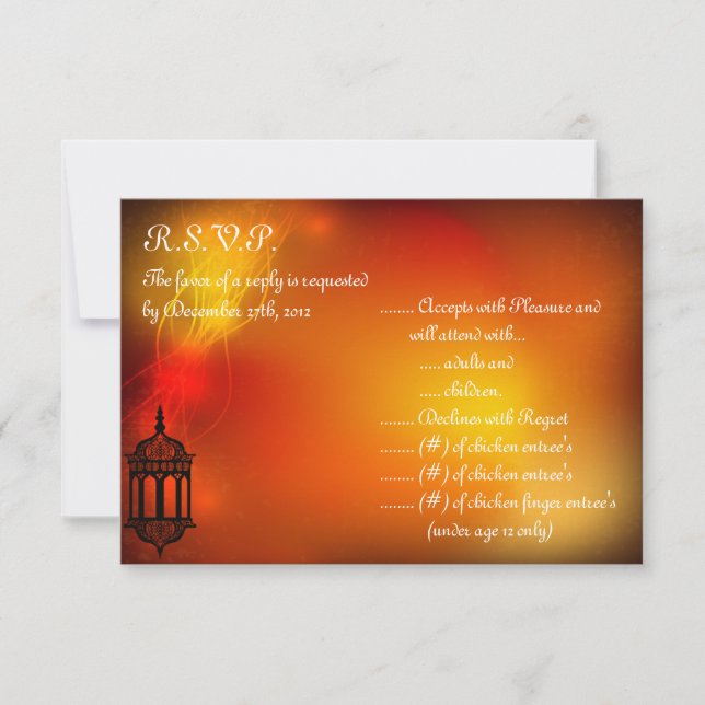 3.5x5 R.S.V.P Reply Card Moroccan Lantern (Front)