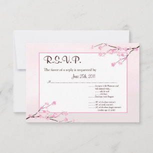 3.5x5 R.S.V.P Reply Card Pink Cherry Blossom