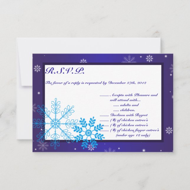 3.5x5 R.S.V.P Reply Card White Snow Flakes (Front)