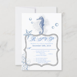 3.5x5 R.S.V.P. Seahorse Sea Ocean Beach Invitation