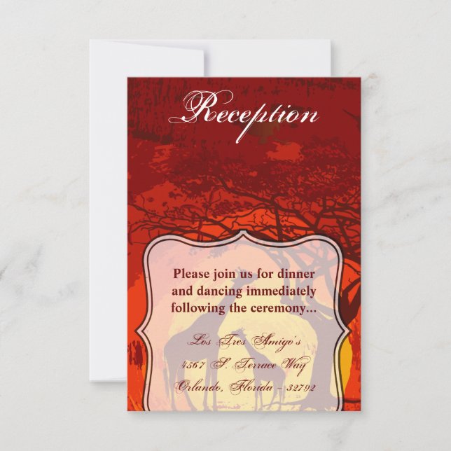 3.5x5 Reception Card African Safari Giraffe Sunse (Front)