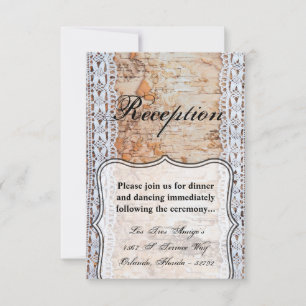 3.5x5 Reception Card Country Barn Wood Lace Trim E