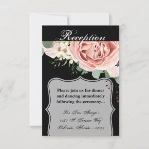 3.5x5 Reception Card Geometric Garden Rose Black