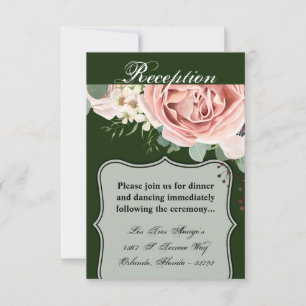 3.5x5 Reception Card Geometric Garden Rose Green