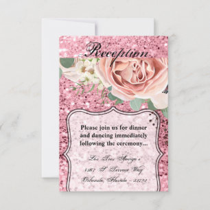 3.5x5 Reception Card Geometric Rose Gold Glitter