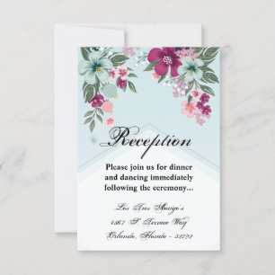 3.5x5 Reception Card Tropical Flower on Blue Ombre