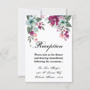 3.5x5 Reception Card Tropical Flower on White