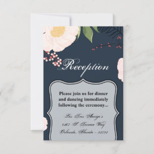 3.5x5 Reception Card White Floral Flowers on Dark
