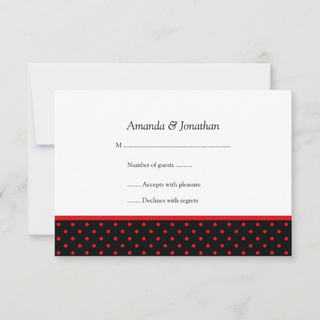 3.5x5 Red and Black Polka Dot  RSVP Card (Front)