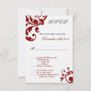 3.5x5 Red Floral Filigree R.S.V.P. Card