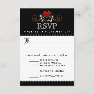3.5x5 RSVP Card with Menu Selections - Skeletons