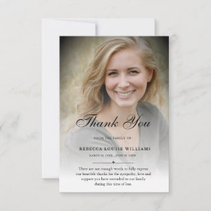 3.5x5 Thank You Custom Funeral Photo Sympathy Gray