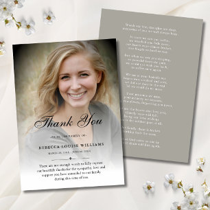 3.5x5 Thank You Custom Funeral Photo Sympathy Grey Card