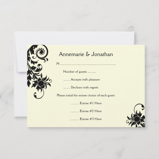 3.5x5 Vintage Black Ivory RSVP (Front)