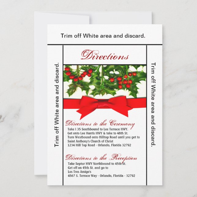 3.5x6 Directions Card Baughs Holly Berry Christmas (Front)