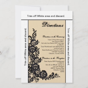 3.5x6 Directions Card Black Lace Damask Antique