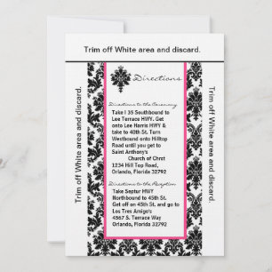 3.5x6 Directions Card Black Pink Damask